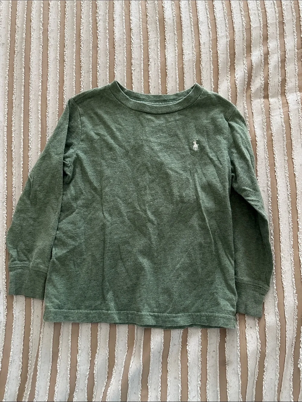 Ralph Lauren Green Long-Sleeve Crewneck Tee with Polo Pony